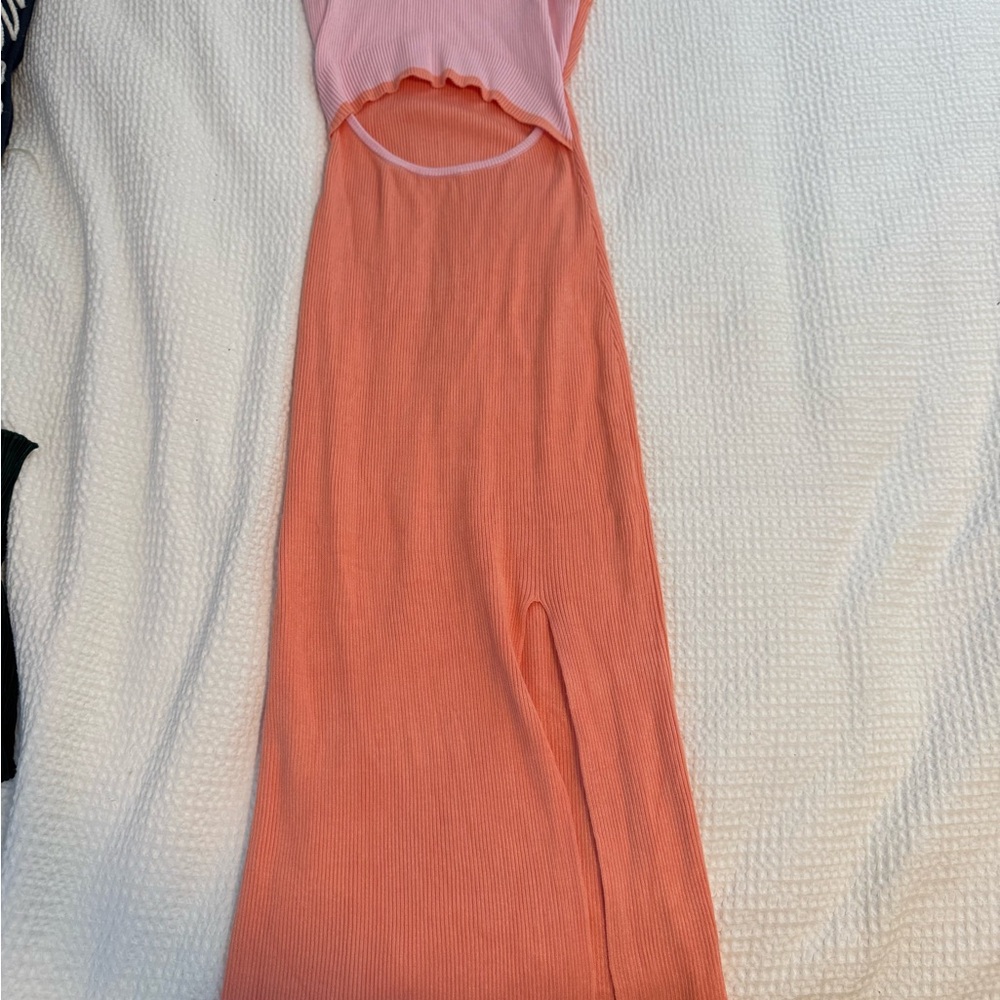 Pink and Orange Sleeveless Dress